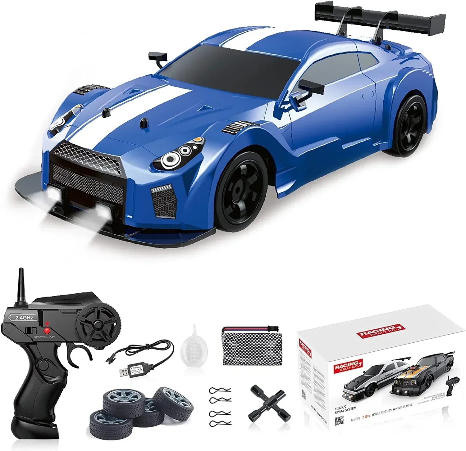 1/16 RC Car spray fog 2.4G Remote Control Racing Vehicle 4x4 High-Speed RC Drift Cars 18km/h with LED Light Toys for Boys gift
1/16 RC Car spray fog 2.4G Remote Control Racing Vehicle 4x4 High-Speed RC Drift Cars 18km/h with LED Light Toys for Boys gift