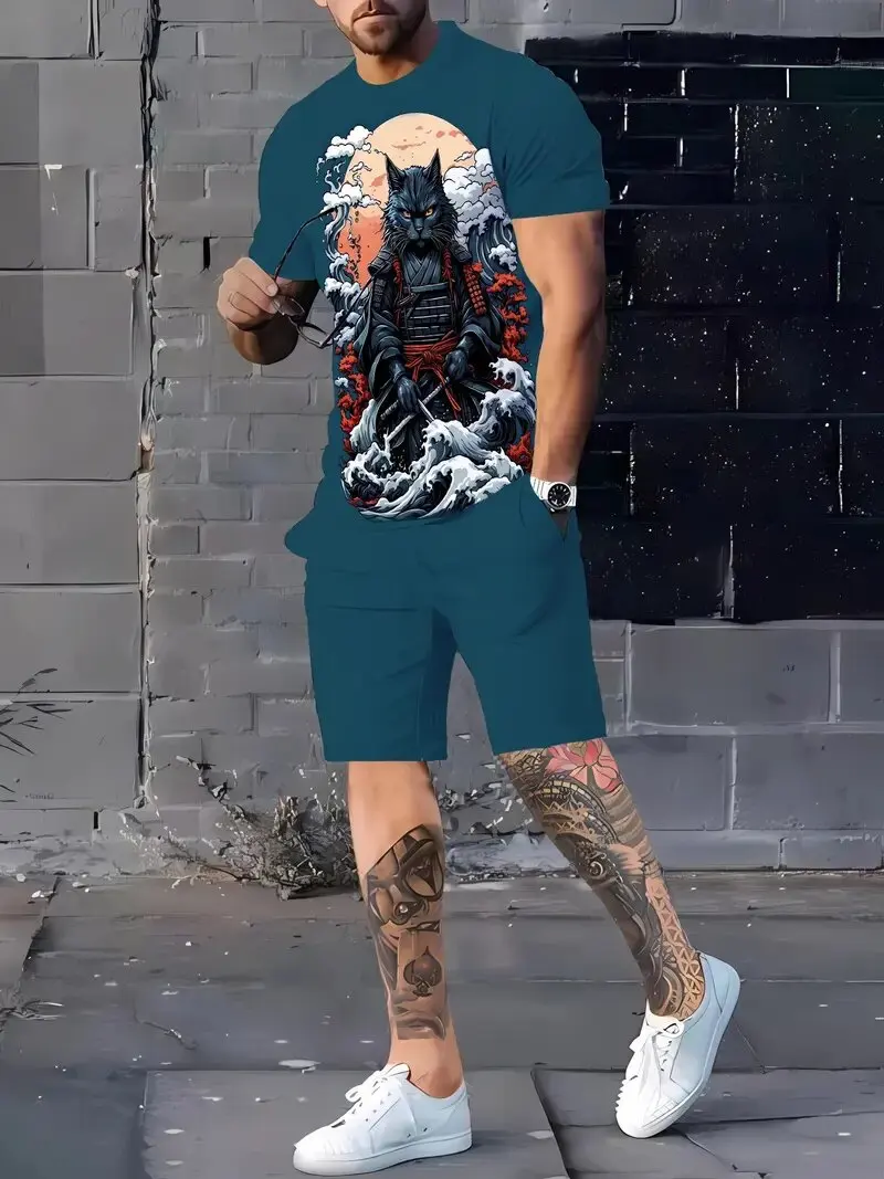 Мужской костюм-футболка с 3d животным принтом, уличная модная повседневная спортивная одежда, мужские шорты с короткими рукавами, комплект из 2 предметов
Мужской костюм-футболка с 3d животным принтом, уличная модная повседневная спортивная одежда, мужские шорты с короткими рукавами, комплект из 2 предметов