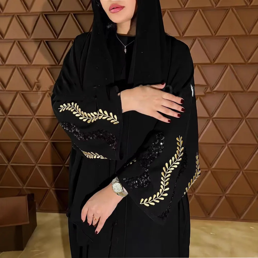 Stylish Long Abaya Gown Arabic Embroidery and Sequins Modest Islamic Clothing for Women
Stylish Long Abaya Gown Arabic Embroidery and Sequins Modest Islamic Clothing for Women