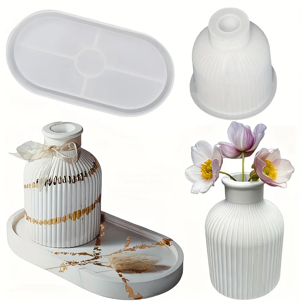2pcs Vase Tray Silicone Mold, Oval Coaster Mold And Bottle Container Mold, Candy Container, Flower Pot, Gift, Home Decoration
2pcs Vase Tray Silicone Mold, Oval Coaster Mold And Bottle Container Mold, Candy Container, Flower Pot, Gift, Home Decoration