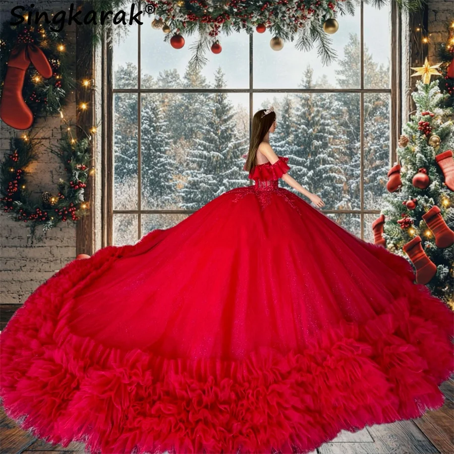 Exquisite Red Qinceanera Dress 2025 Beads Appliques Tiered Ruffle Bottom Ball Gown Sweet 16 Vestidos De 15 Años Customized
Exquisite Red Qinceanera Dress 2025 Beads Appliques Tiered Ruffle Bottom Ball Gown Sweet 16 Vestidos De 15 Años Customized