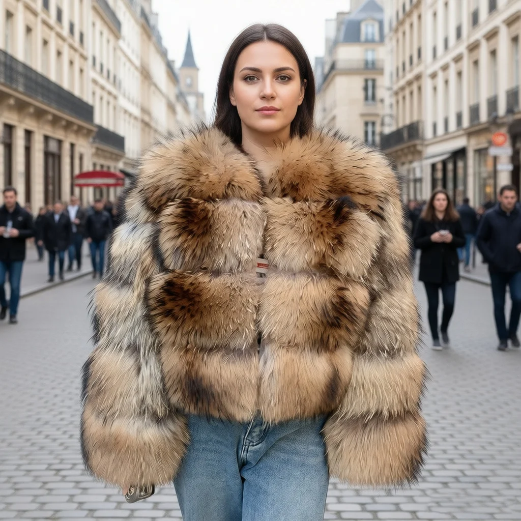 Women's Real Raccoon Fur Coat Winter Luxury Natural Raccoon Fur Leather Jacket
Women's Real Raccoon Fur Coat Winter Luxury Natural Raccoon Fur Leather Jacket