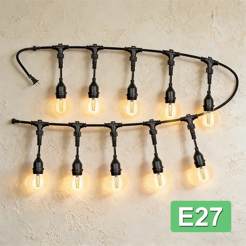 LED E27 Waterproof Light String Camping Tent Atmosphere Light 110-230V Outdoor Power Cord Wedding Decoration Series Connector
LED E27 Waterproof Light String Camping Tent Atmosphere Light 110-230V Outdoor Power Cord Wedding Decoration Series Connector
