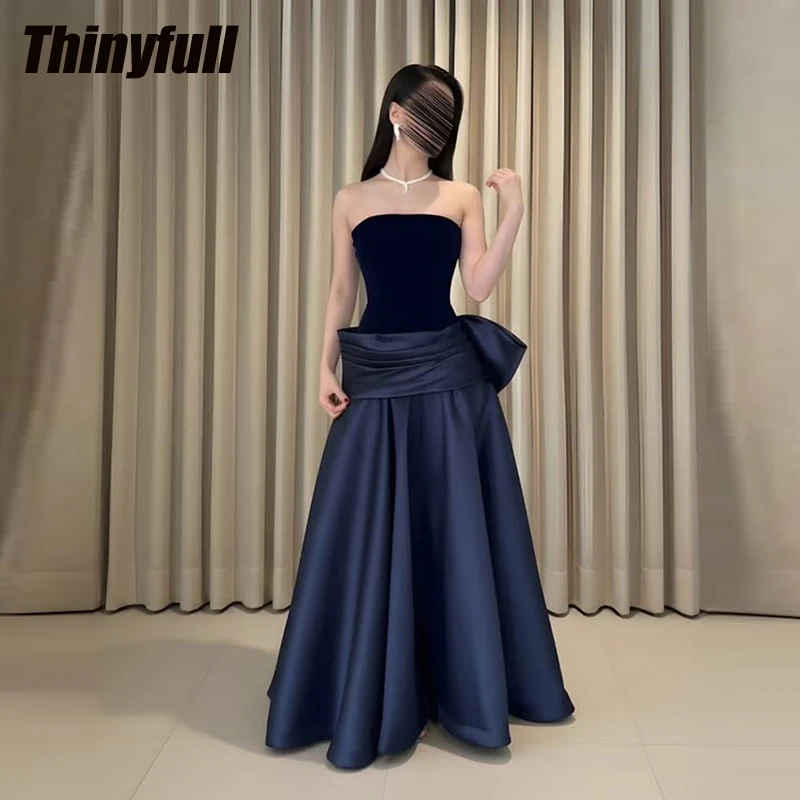 Thinyfull A-line Satin/Velvet Arab Prom Dresses Strapless Sleeveless Evening Gown Dubai Formal Dress robes de soirée Customized
Thinyfull A-line Satin/Velvet Arab Prom Dresses Strapless Sleeveless Evening Gown Dubai Formal Dress robes de soirée Customized