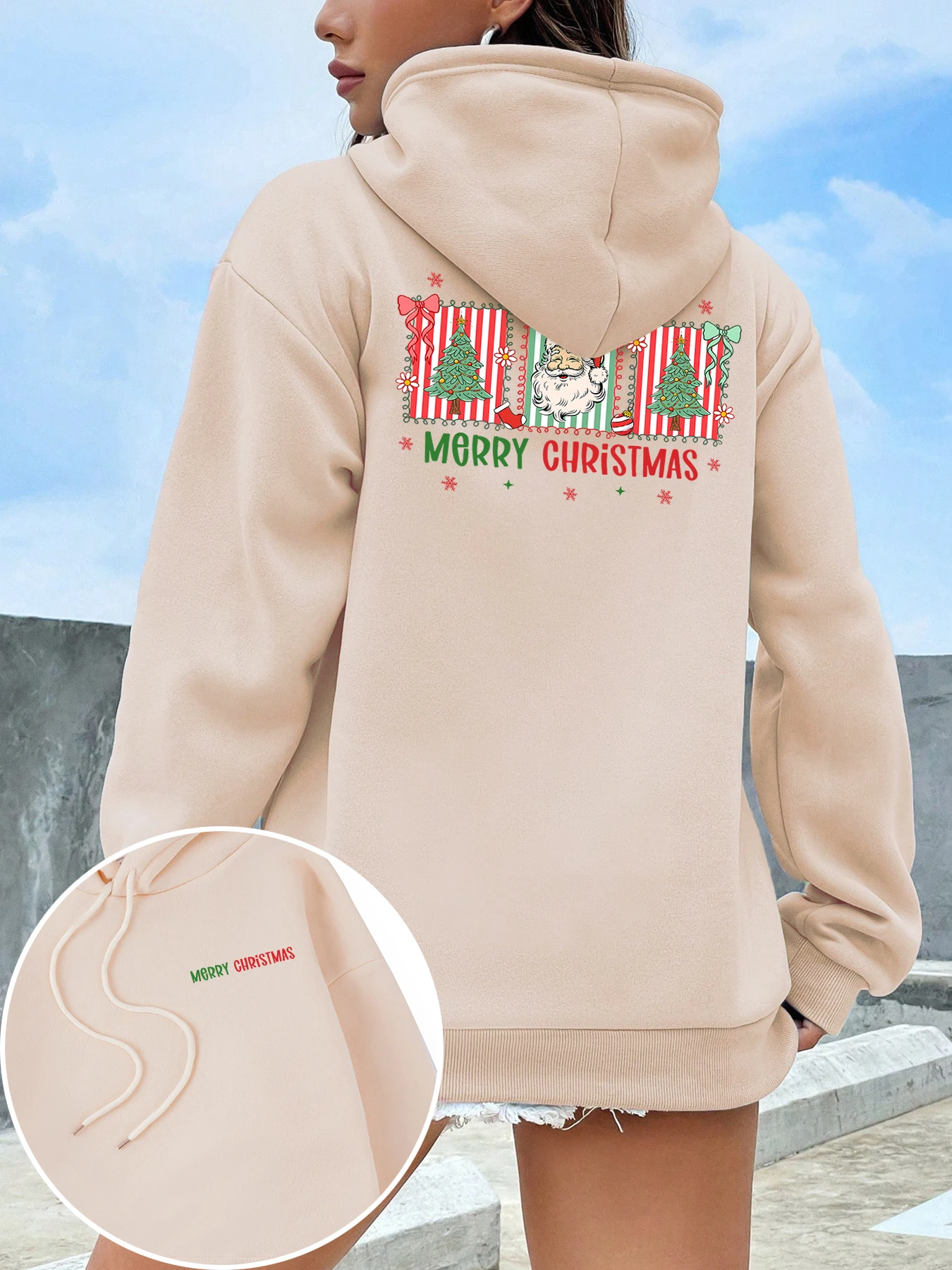 Merry Christmas Santa Claus Trees Pattern Womens Tops Street Autumn Sweatshirts Comfy Casual Hoodie Simple All-Match Streetwear
Merry Christmas Santa Claus Trees Pattern Womens Tops Street Autumn Sweatshirts Comfy Casual Hoodie Simple All-Match Streetwear
