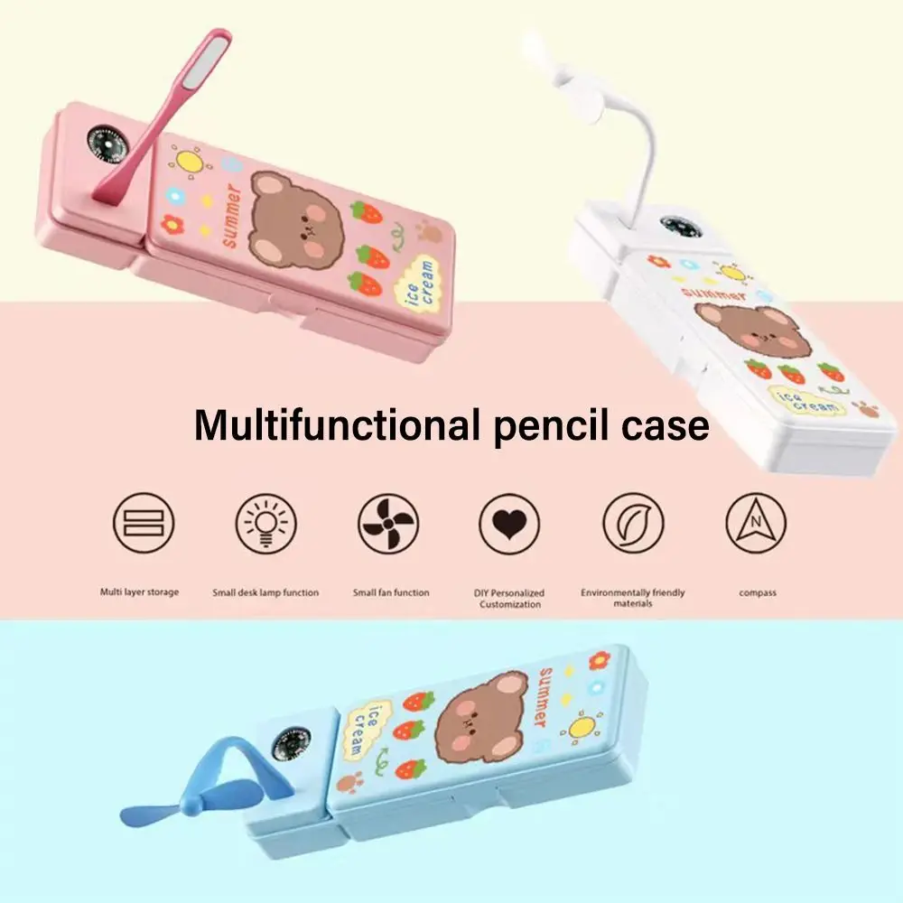 Large Capacity Double Layer Pencil Case With Compass With Fan/Desk Lamp Pencil Box Plastic Stationery Storage Box For Boys/Girls
Large Capacity Double Layer Pencil Case With Compass With Fan/Desk Lamp Pencil Box Plastic Stationery Storage Box For Boys/Girls