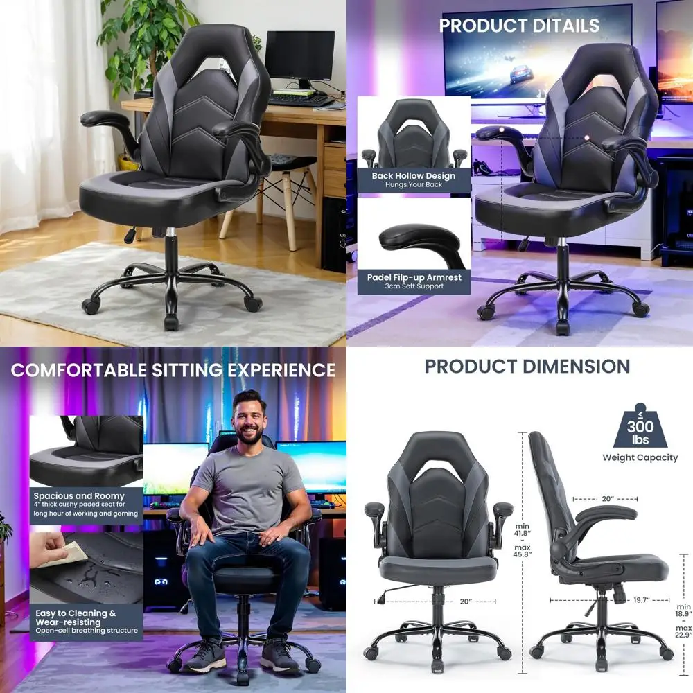 Adjustable PU Leather Ergonomic Swivel Chair with Armrests: Ideal for Home Office, Entertainment, and Gaming for All Ages
Adjustable PU Leather Ergonomic Swivel Chair with Armrests: Ideal for Home Office, Entertainment, and Gaming for All Ages