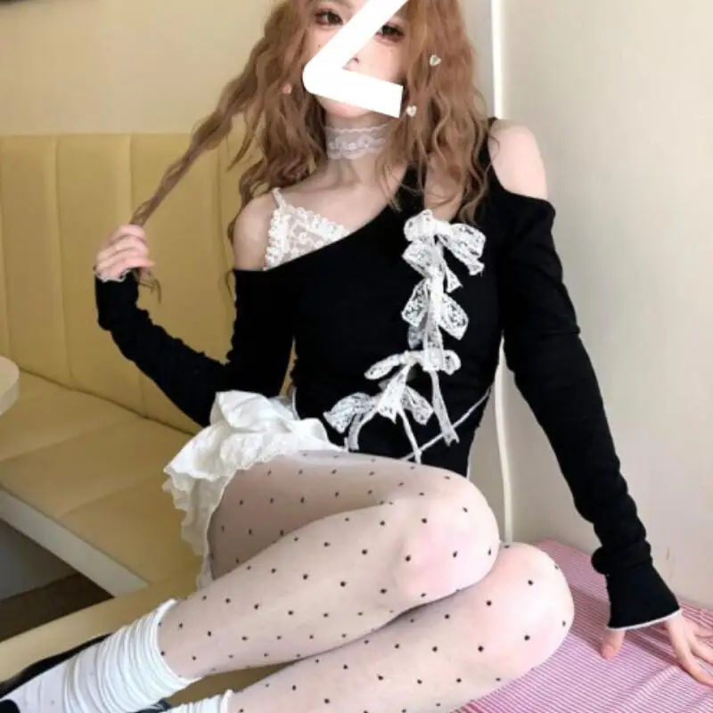 Новая весенняя женская черная кружевная футболка с длинным рукавом и асимметричным дизайном в корейском стиле, модель «Pure Desire», топ для дерзких девушек
Новая весенняя женская черная кружевная футболка с длинным рукавом и асимметричным дизайном в корейском стиле, модель «Pure Desire», топ для дерзких девушек