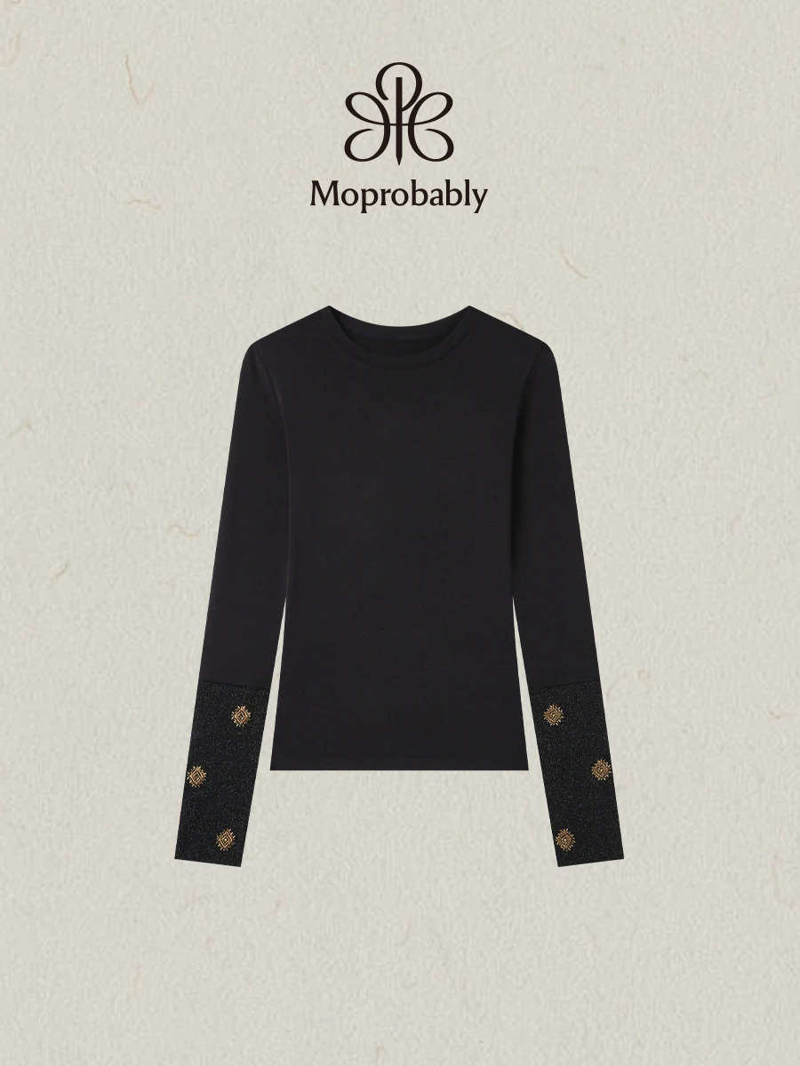 Moprobably Long Sleeve T-Shirt Embroidered Bead Cuff Splicing Comfortable Base Layer Top Casual Style Standard Fit Ladies' Tee
Moprobably Long Sleeve T-Shirt Embroidered Bead Cuff Splicing Comfortable Base Layer Top Casual Style Standard Fit Ladies' Tee