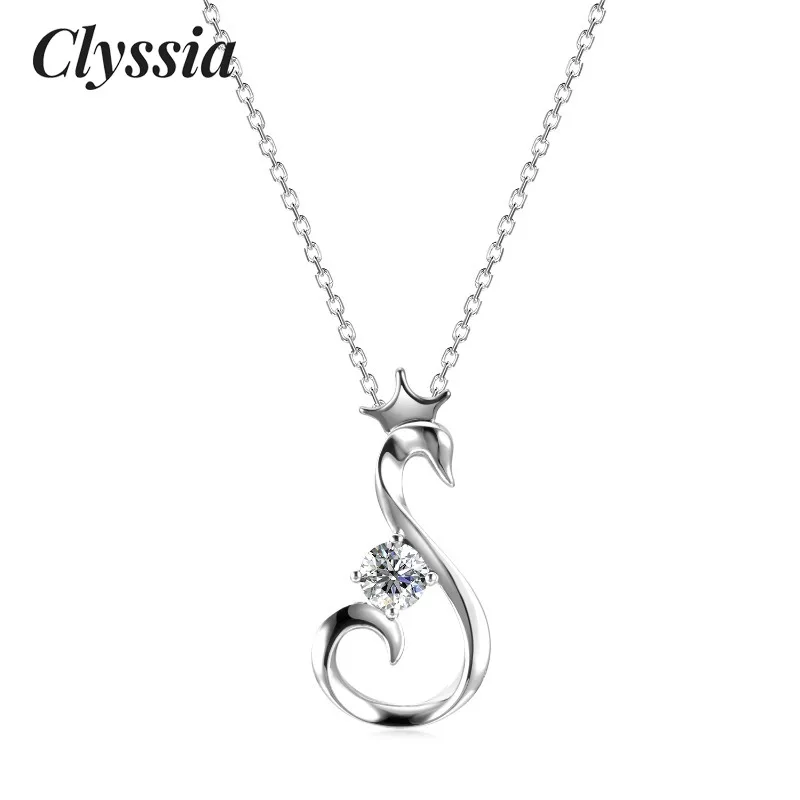 CLYSSIA Swan Shaped Moissanite Jewelry Pendant 925 Sterling Silver 18K White Gold Plated Dainty Necklace Gift for Her
CLYSSIA Swan Shaped Moissanite Jewelry Pendant 925 Sterling Silver 18K White Gold Plated Dainty Necklace Gift for Her