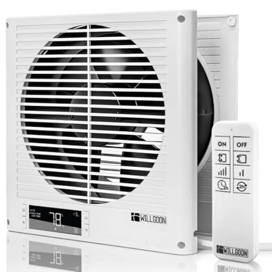 8" Room to Room Fan with Remote - 2-Way Through Wall Airflow Vent with Digital Temp Control and Timer 10-Speed Ultra-Quiet EC M
8" Room to Room Fan with Remote - 2-Way Through Wall Airflow Vent with Digital Temp Control and Timer 10-Speed Ultra-Quiet EC M
