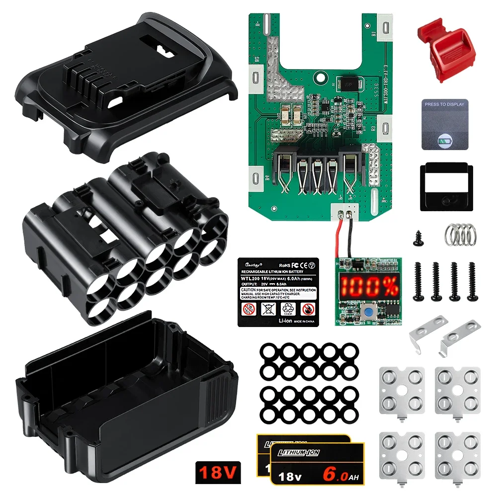 DCB200 Battery Case For Dewalt 18V 20V DIY 3Ah 6.0Ah DCB184 Shell Box with BMS PCB Board Charging Protection LED Digital 
DCB200 Battery Case For Dewalt 18V 20V DIY 3Ah 6.0Ah DCB184 Shell Box with BMS PCB Board Charging Protection LED Digital