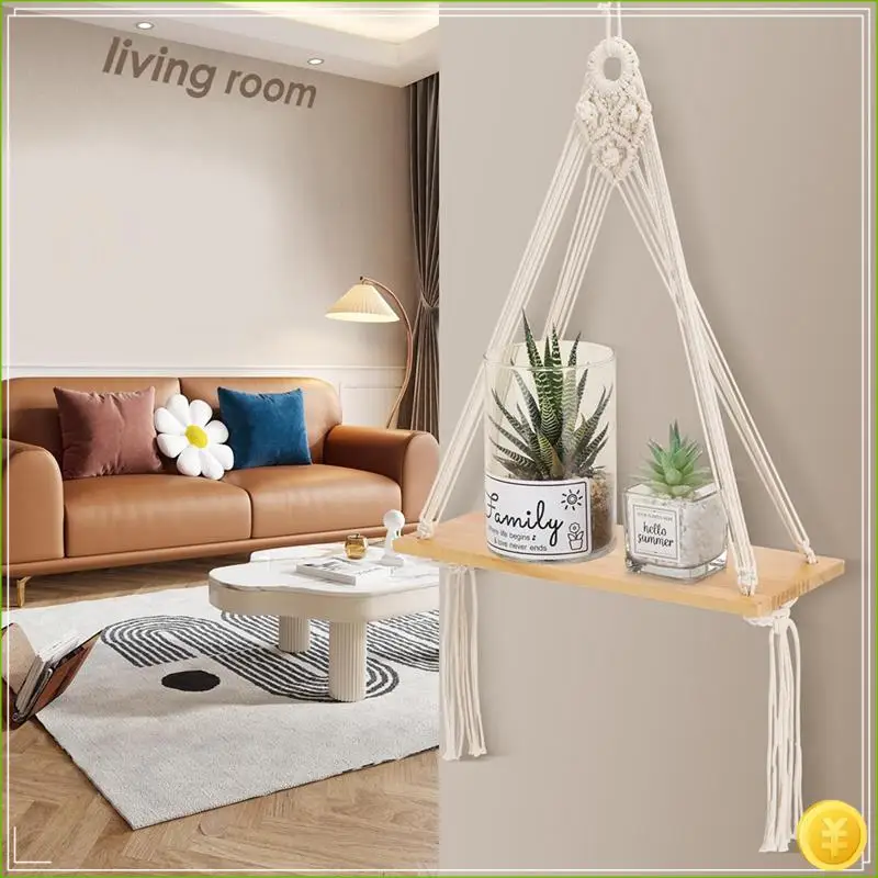 Hanging Shelves Set Of 2,Boho Wooden Display Floating Shelves For Wall Decor With Handmade Woven Rope
Hanging Shelves Set Of 2,Boho Wooden Display Floating Shelves For Wall Decor With Handmade Woven Rope