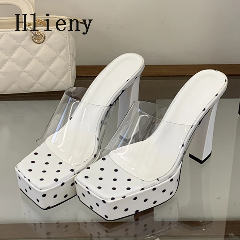 Hlieny New Fashion Polka Dot High Heels Platform Slippers Women Summer Sexy PVC Transparent Square Toe Party Banquet Shoes
Hlieny New Fashion Polka Dot High Heels Platform Slippers Women Summer Sexy PVC Transparent Square Toe Party Banquet Shoes