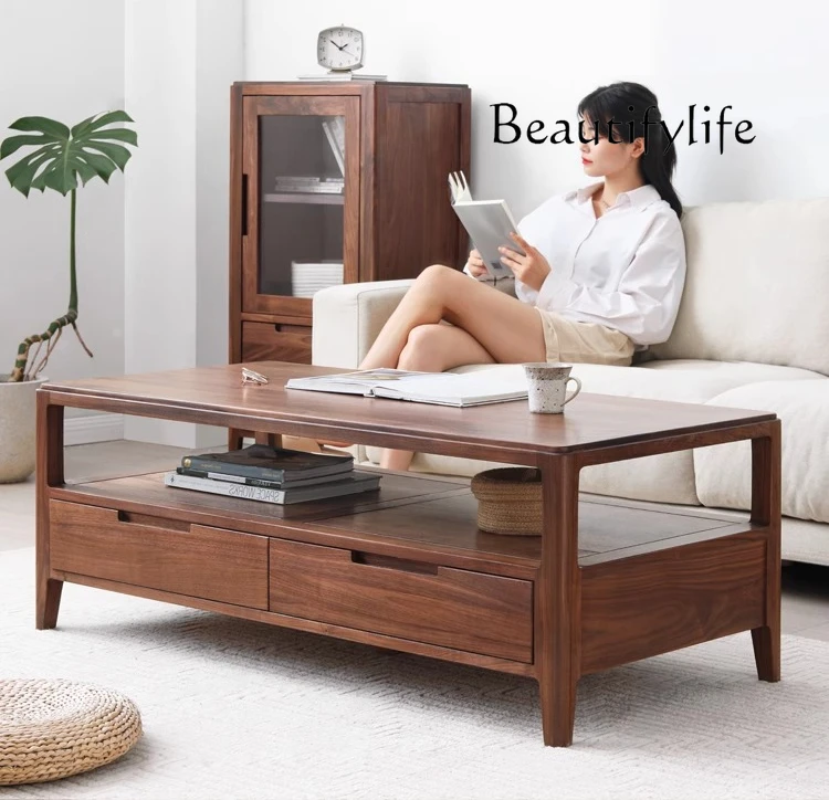 Solid wood coffee table Modern black walnut tea table Household coffee table Nordic small apartment living room tea table
Solid wood coffee table Modern black walnut tea table Household coffee table Nordic small apartment living room tea table
