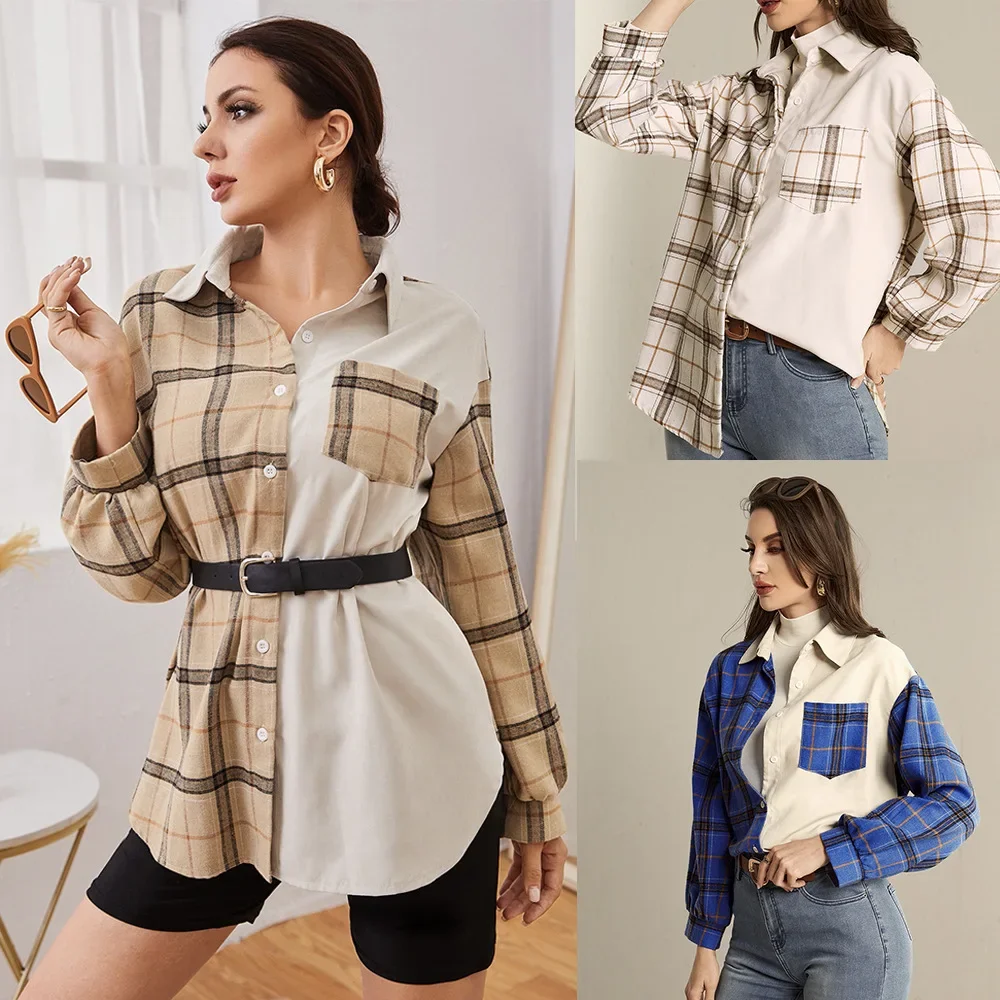 Women Spring Summer Shirt Plaid Color Turndown Collar Button Long Sleeve Pockets Casual Fashion Comfortable Regular Standard Fit
Women Spring Summer Shirt Plaid Color Turndown Collar Button Long Sleeve Pockets Casual Fashion Comfortable Regular Standard Fit