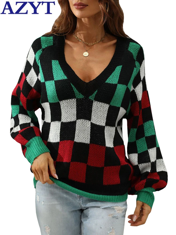 AZYT Harajuku Plaid V Neck Sweater Pullovers Women Autumn Winter Loose Women Base Sweater 2022 Casual Knitwear Jumper Female
AZYT Harajuku Plaid V Neck Sweater Pullovers Women Autumn Winter Loose Women Base Sweater 2022 Casual Knitwear Jumper Female