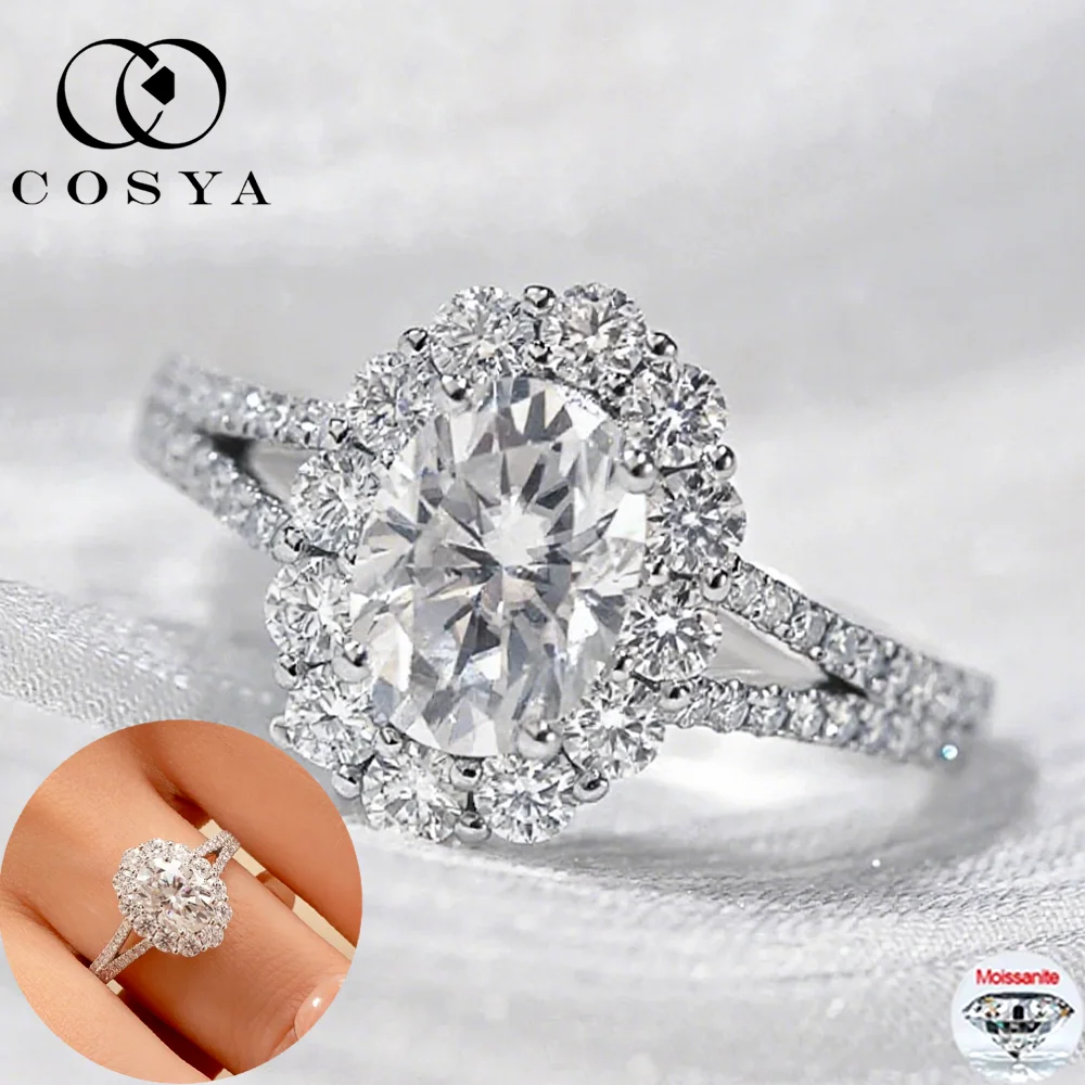 COSYA 2CT 7*9mm Oval Cut Moissanite Ring S925 Silver D Color Sparkling Lab Diamond Wedding Halo Ring For Women Fine Jewelry
COSYA 2CT 7*9mm Oval Cut Moissanite Ring S925 Silver D Color Sparkling Lab Diamond Wedding Halo Ring For Women Fine Jewelry