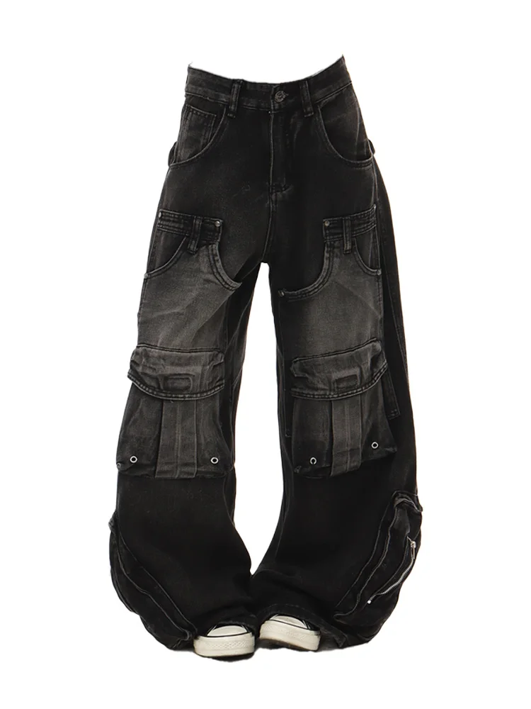 Women's Black Gothic Pocket Denim Jeans Y2K Japanese Harajuku High Street Fashion Retro Loose Wide Leg Long Pants Clothing 2026
Women's Black Gothic Pocket Denim Jeans Y2K Japanese Harajuku High Street Fashion Retro Loose Wide Leg Long Pants Clothing 2026