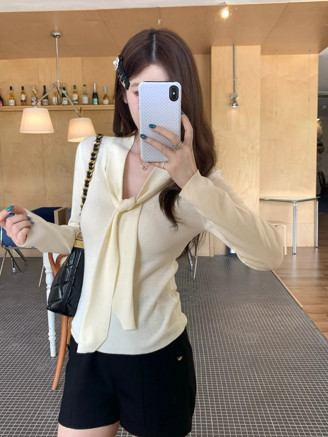 Women's Long Sve Knitted Sweater V-Ne Tied Waist Design Early Autumn Inner Wear Base irt Sli Meticulous Top
Women's Long Sve Knitted Sweater V-Ne Tied Waist Design Early Autumn Inner Wear Base irt Sli Meticulous Top
