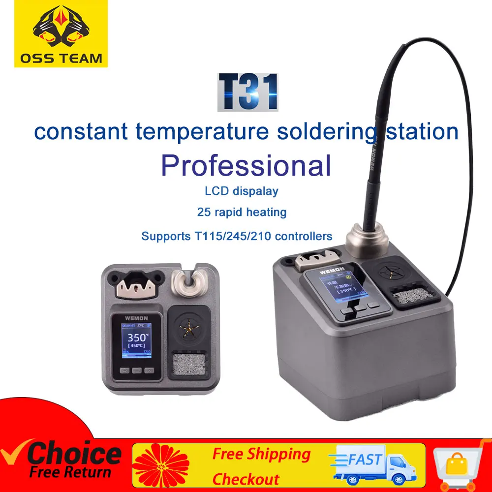 WEMON T31 Soldering Iron Station, 120W, 2S Heating, C210 T245 T115 Electronic Welding Rework Station for Phone Repair and Weldin
WEMON T31 Soldering Iron Station, 120W, 2S Heating, C210 T245 T115 Electronic Welding Rework Station for Phone Repair and Weldin