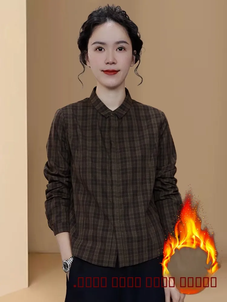 Faionable Fce Lined Thiened Long Sve Plaid irt Women's Winter Warm Top Vintage Sle Casual irt Collar But...
Faionable Fce Lined Thiened Long Sve Plaid irt Women's Winter Warm Top Vintage Sle Casual irt Collar But...