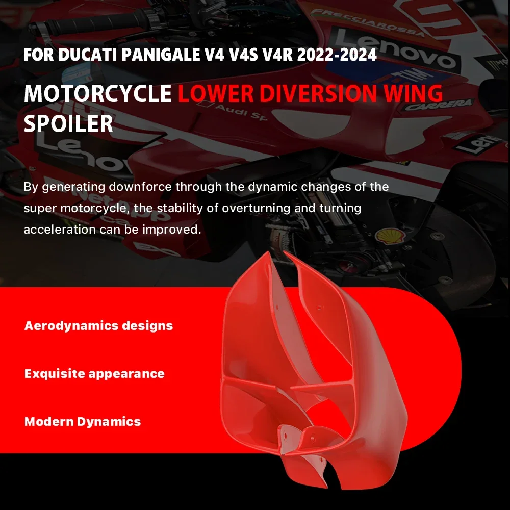 Motorcycle Lower Diffuser Fixed Wing Suitable For Ducati Panigale V4 V4S V4R 2022-2024 Fairing Diffuser Wing
Motorcycle Lower Diffuser Fixed Wing Suitable For Ducati Panigale V4 V4S V4R 2022-2024 Fairing Diffuser Wing