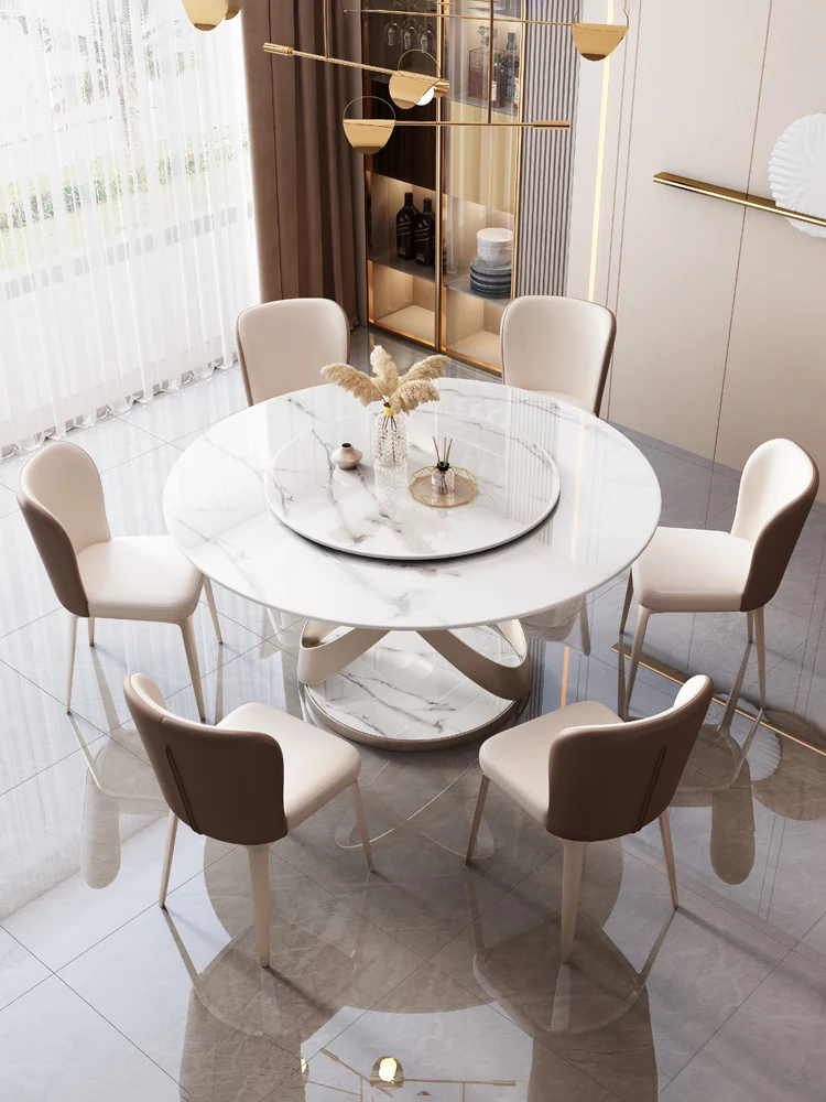 Pandora bright slate round dining table and chair combination light luxury modern minimalist small household dining table
Pandora bright slate round dining table and chair combination light luxury modern minimalist small household dining table