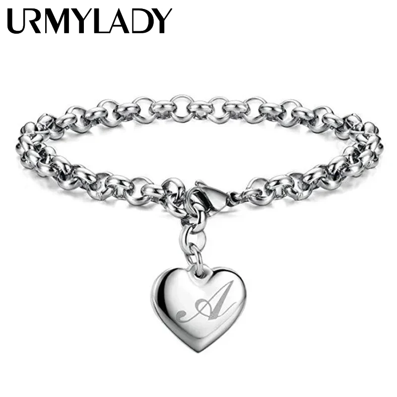 925 Sterling silver Fine 26 Letter women men chain Bracelet Charm Heart Cute wedding Personality Jewelry lady gift party 20cm
925 Sterling silver Fine 26 Letter women men chain Bracelet Charm Heart Cute wedding Personality Jewelry lady gift party 20cm
