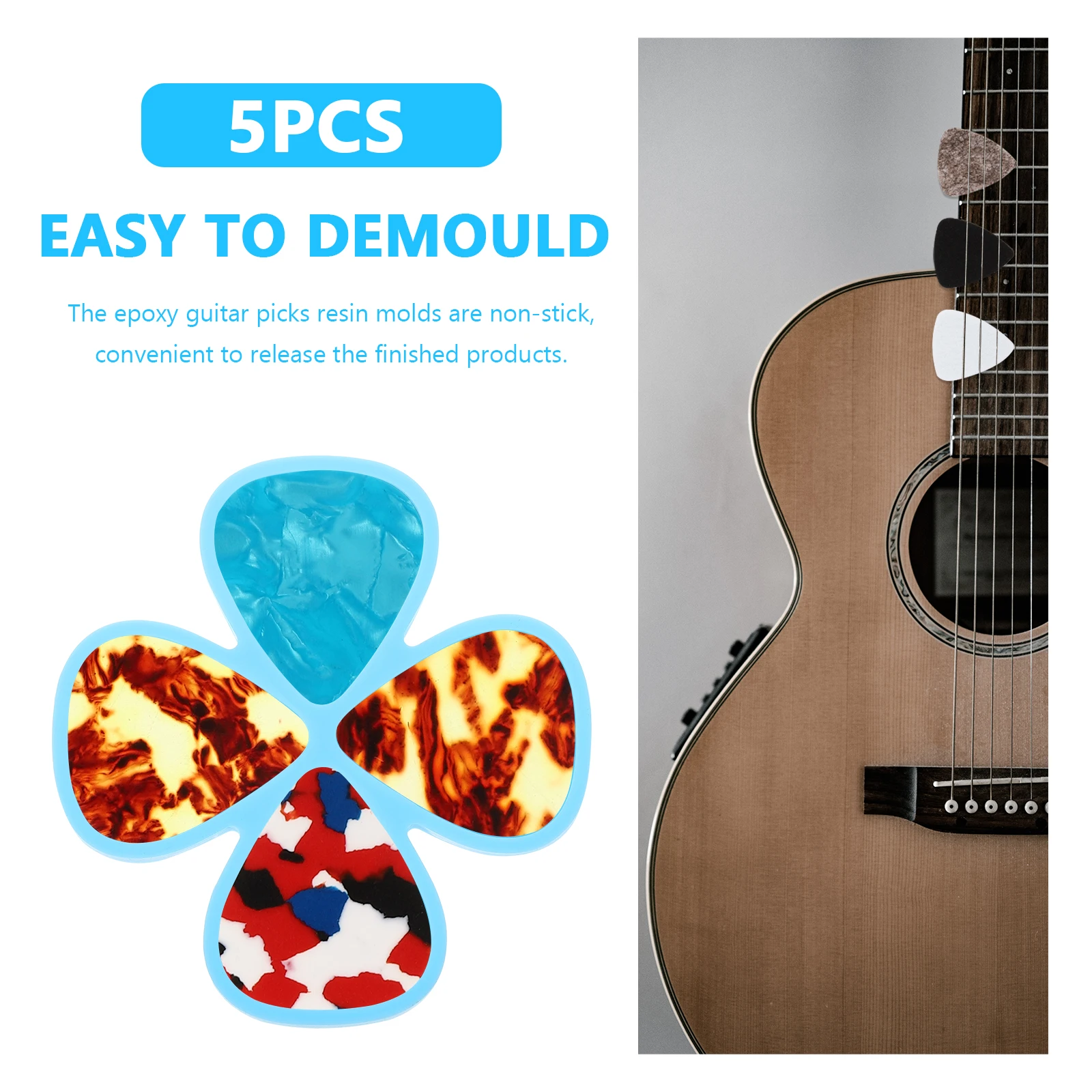 5pcs Guitar Pick Mold Silicone DIY Handmade Plectrums Craft Epoxy Resin Pendant Earring Scrapbook Decoration Reusable Easy 
5pcs Guitar Pick Mold Silicone DIY Handmade Plectrums Craft Epoxy Resin Pendant Earring Scrapbook Decoration Reusable Easy