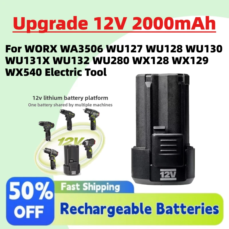 Высококачественная улучшенная аккумуляторная батарея 12В 2000мАч для электроинструментов WORX WA3506 WU127 WU128 WU130 WU131X WU132 WU280 WX128 WX129 WX540
Высококачественная улучшенная аккумуляторная батарея 12В 2000мАч для электроинструментов WORX WA3506 WU127 WU128 WU130 WU131X WU132 WU280 WX128 WX129 WX540