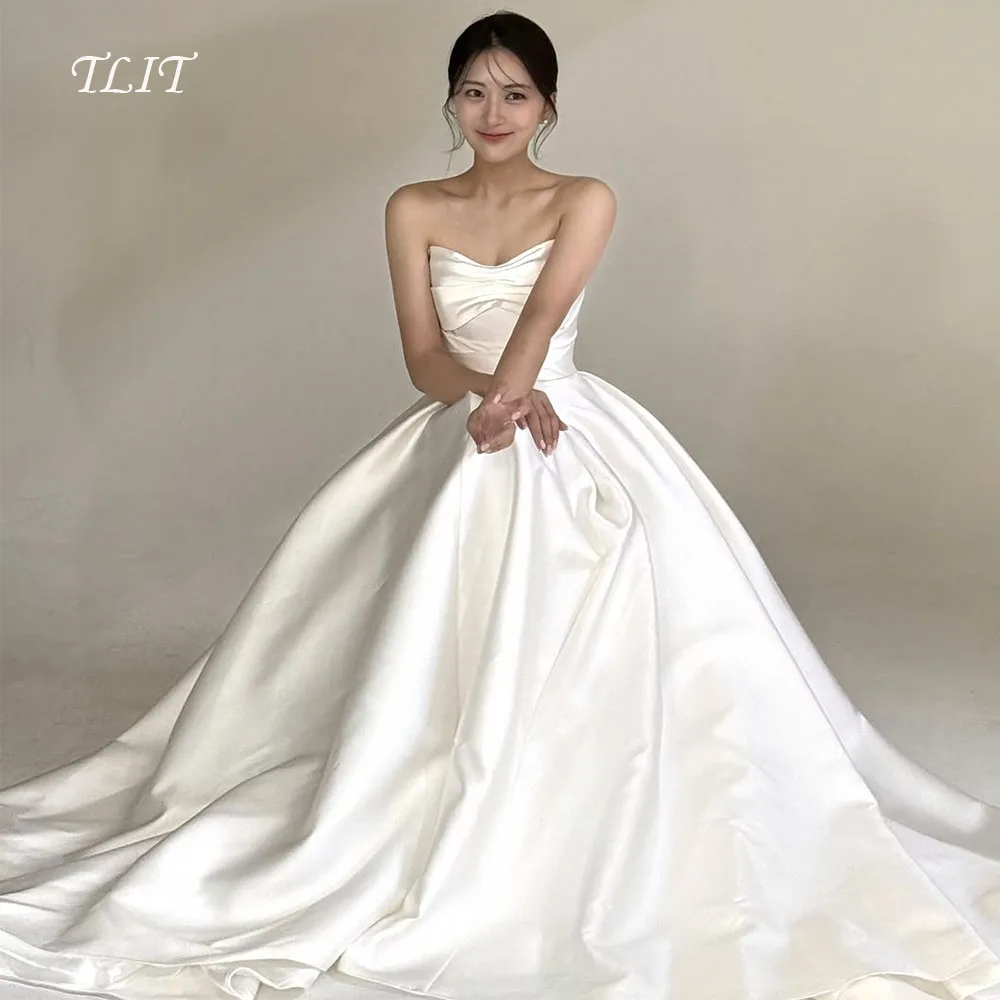 TLIT Elegant White A-Line Silk Satin Wedding Dress Criss-Cross Sweetheart Prom Gown Korea Bridal Dress Photos Shoot Customized
TLIT Elegant White A-Line Silk Satin Wedding Dress Criss-Cross Sweetheart Prom Gown Korea Bridal Dress Photos Shoot Customized