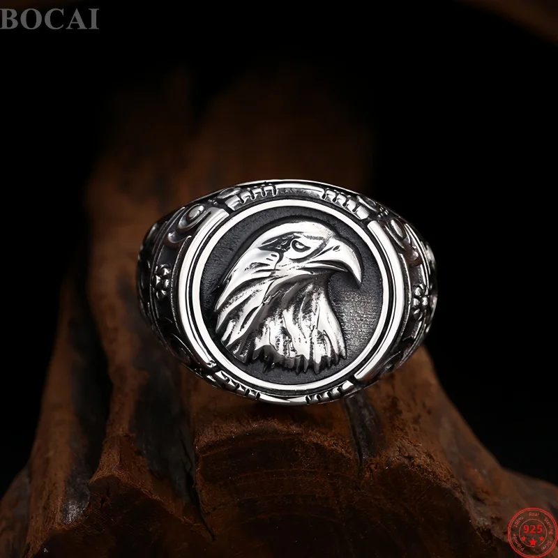 BOCAI NEW S925 Sterling Silver Charms Rings for Men Antique Relief Eagle Head Pattern Adjustable Ring Fine Choice Jewelry
BOCAI NEW S925 Sterling Silver Charms Rings for Men Antique Relief Eagle Head Pattern Adjustable Ring Fine Choice Jewelry