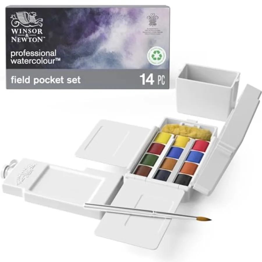 Professional Watercolor Paint Set Compact Set 12 Half Pan and Accessories
Professional Watercolor Paint Set Compact Set 12 Half Pan and Accessories
