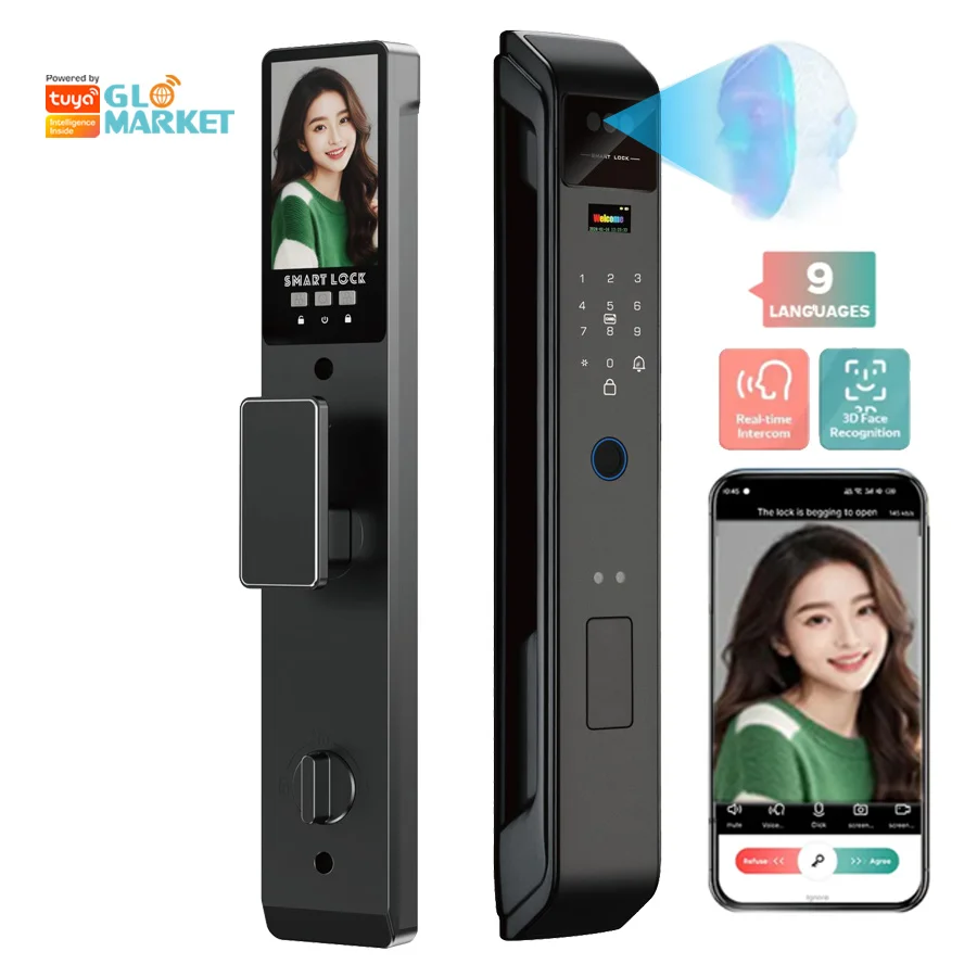 Glomarket Smart Lock Wifi Remote Unlock Digital Password Face Recognition Camera Intelligente Door Lock
Glomarket Smart Lock Wifi Remote Unlock Digital Password Face Recognition Camera Intelligente Door Lock