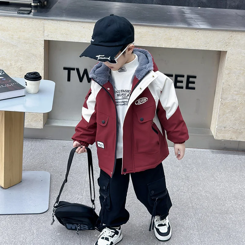 Faionable Fce Lined Boys' Parka Coat Youthful Trendy Cotton Jaet Waterproof Thiened Hooded Zipper Closure Long Sve
Faionable Fce Lined Boys' Parka Coat Youthful Trendy Cotton Jaet Waterproof Thiened Hooded Zipper Closure Long Sve