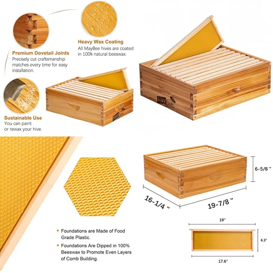 10-Frame Beehive Box Langstroth Medium Super Bee Box for Sale Wax Coated Bee Hives Includes Wooden Frames and Waxed Foundations
10-Frame Beehive Box Langstroth Medium Super Bee Box for Sale Wax Coated Bee Hives Includes Wooden Frames and Waxed Foundations