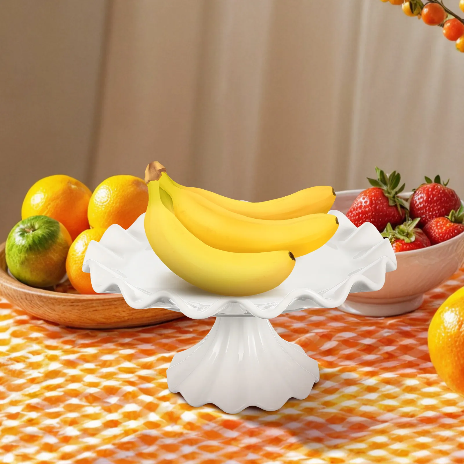 Ceramic Pedestal Cake Stand Round Footed Dessert Display Plate Wavy Edge Elegant Vintage Style for Weddings Parties Birthdays
Ceramic Pedestal Cake Stand Round Footed Dessert Display Plate Wavy Edge Elegant Vintage Style for Weddings Parties Birthdays