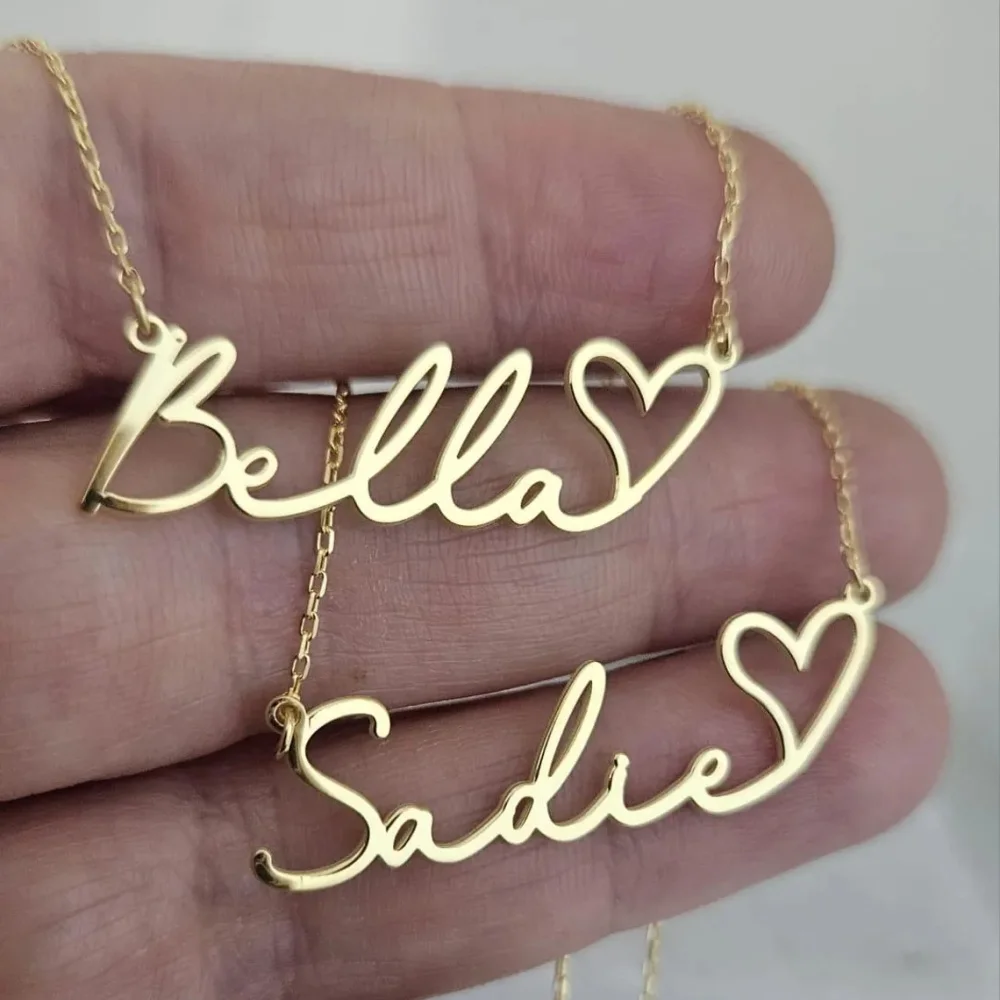 Custom Cute Heart Name Necklace Stainless Steel Jewelry Personalized Script Name Dainty Necklace Women Best Gifts
Custom Cute Heart Name Necklace Stainless Steel Jewelry Personalized Script Name Dainty Necklace Women Best Gifts