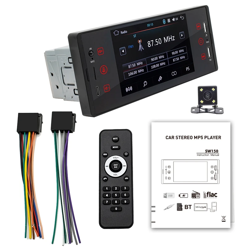 1 Din Car Radio Player Bluetooth In-Dash HD Multimedia Player Steering 5 Inch Car MP5 Video Player With Camera
1 Din Car Radio Player Bluetooth In-Dash HD Multimedia Player Steering 5 Inch Car MP5 Video Player With Camera