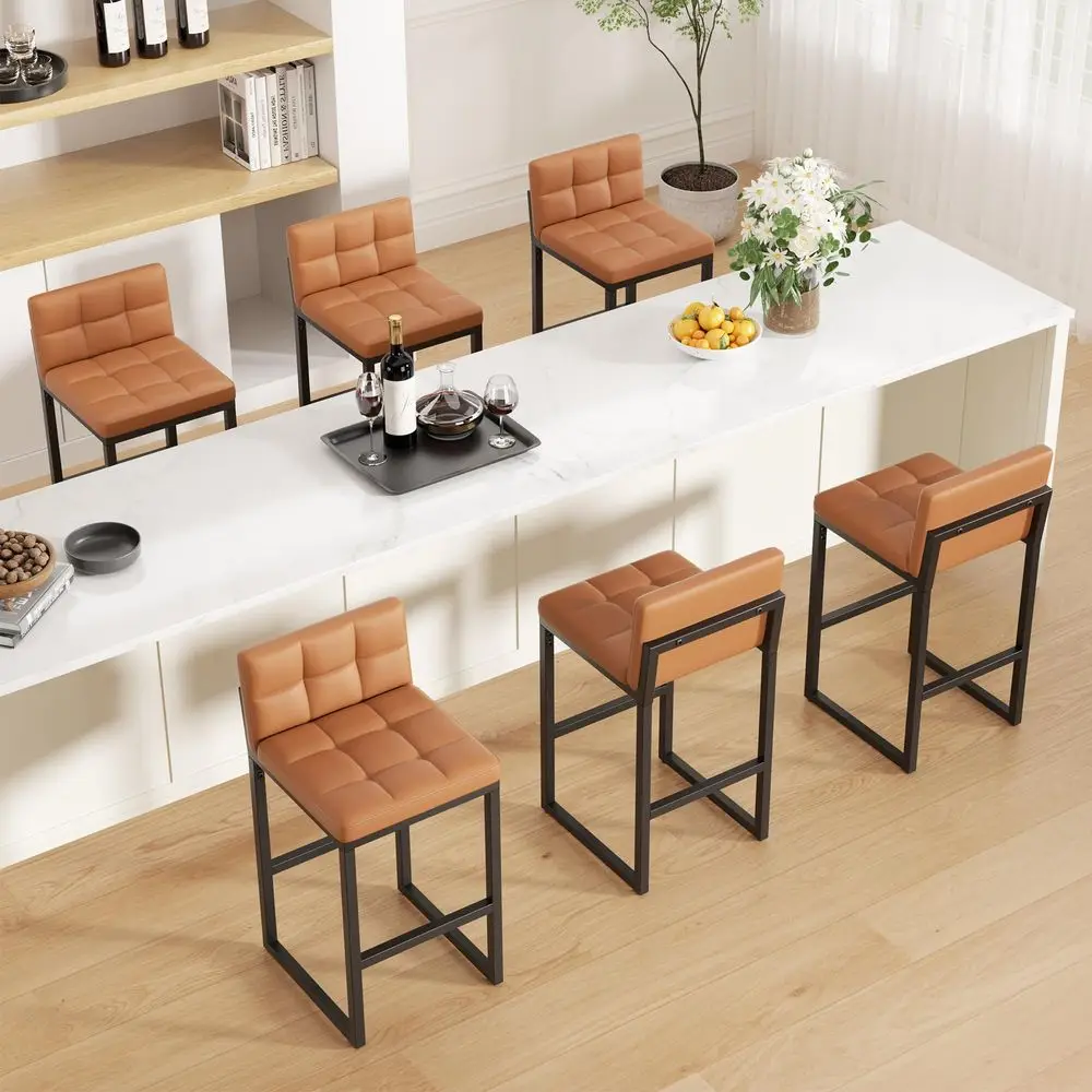 Bar Stools Set of 6, Modern Faux Leather Counter Height Bar Stools with Low Back and Footrest, Sturdy Thickened Metal Leg, ho
Bar Stools Set of 6, Modern Faux Leather Counter Height Bar Stools with Low Back and Footrest, Sturdy Thickened Metal Leg, ho