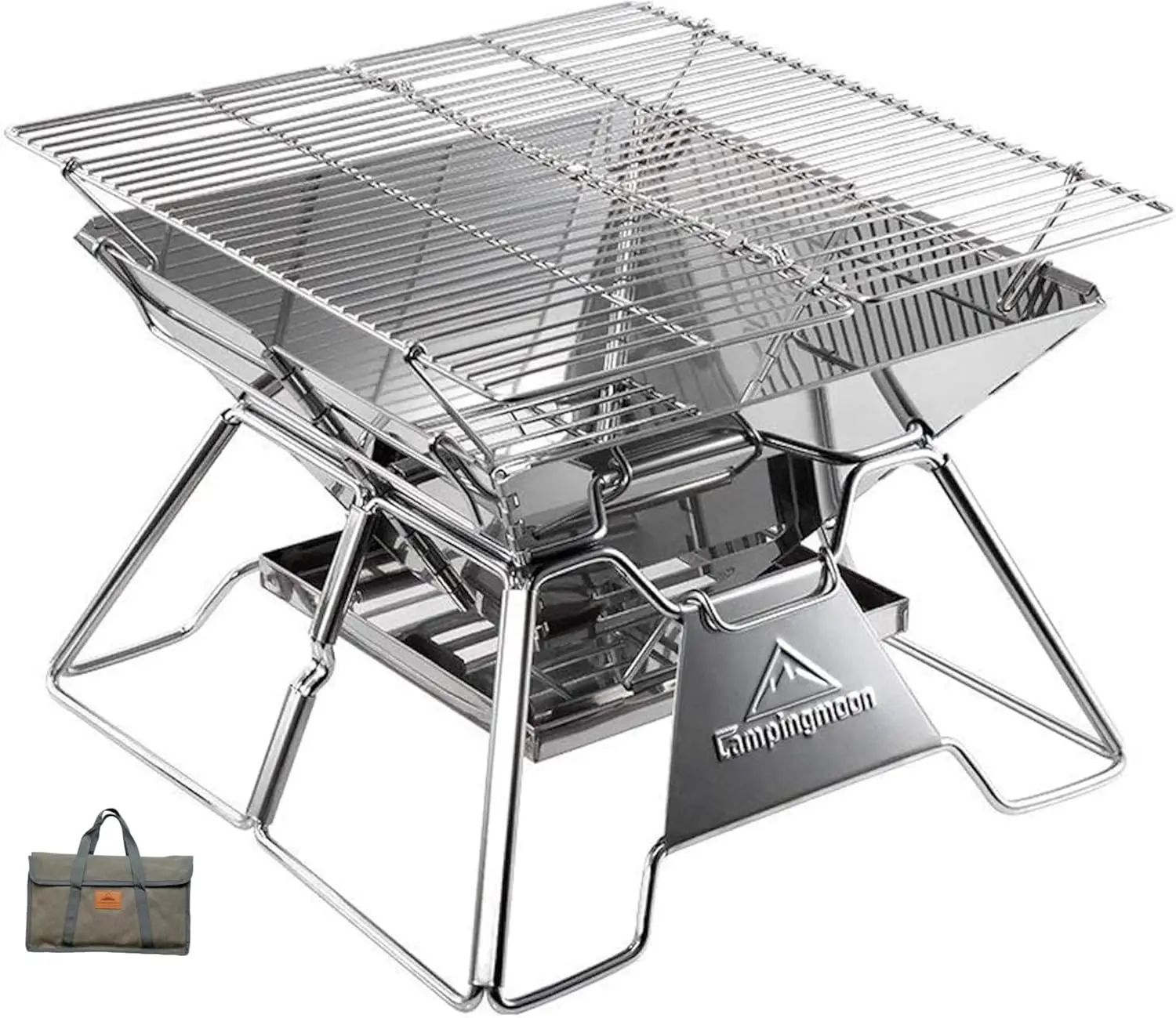 Stainless Steel Foldable Camping Grills Portable Wood Burning Charcoal Grill 14-inch with Carrying Bag MT-2
Stainless Steel Foldable Camping Grills Portable Wood Burning Charcoal Grill 14-inch with Carrying Bag MT-2