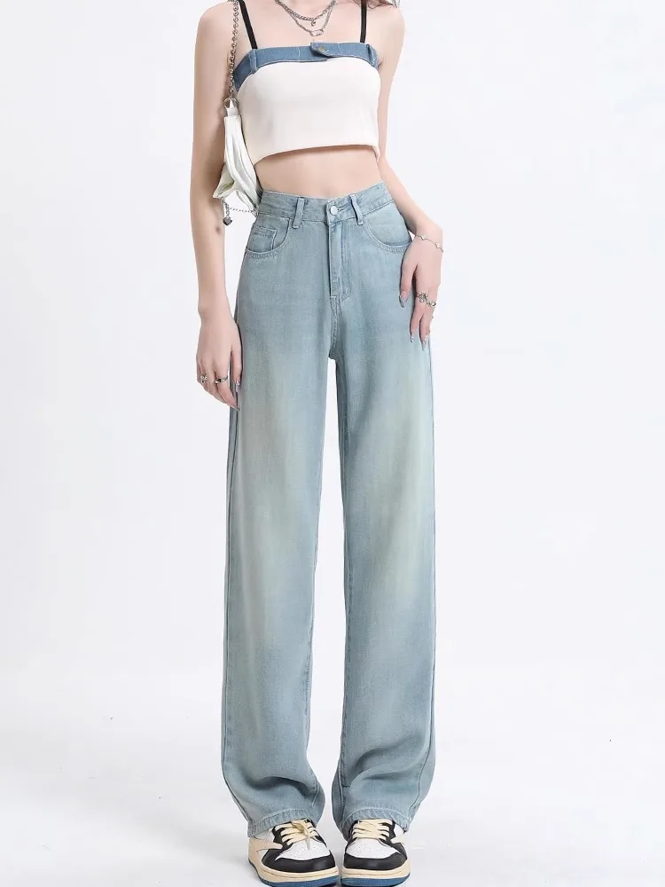 Light Color Silk High Waist Wide Leg Jeans Women's New 2026 Summer Thin Loose Slimming Ice Silk Drapey Floor-Length Pants
Light Color Silk High Waist Wide Leg Jeans Women's New 2026 Summer Thin Loose Slimming Ice Silk Drapey Floor-Length Pants