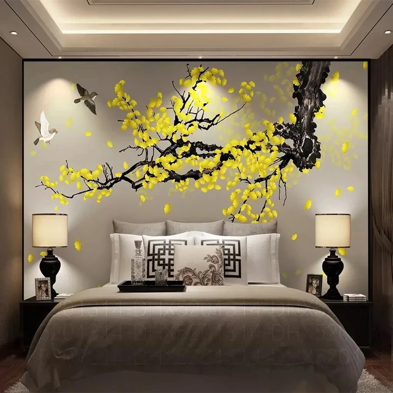 Customized Hand-painted yellow Ginkgo Pen Flowers Birds Chinese Mural Wallpaper Living room TV background bedroom restaurant 8d
Customized Hand-painted yellow Ginkgo Pen Flowers Birds Chinese Mural Wallpaper Living room TV background bedroom restaurant 8d
