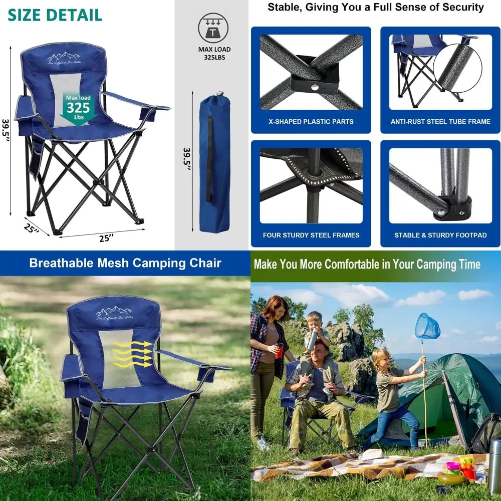 Прочное складное кресло для кемпинга с охлаждением и местом для хранения, выдерживает нагрузку до 147 кг, синее
Прочное складное кресло для кемпинга с охлаждением и местом для хранения, выдерживает нагрузку до 147 кг, синее