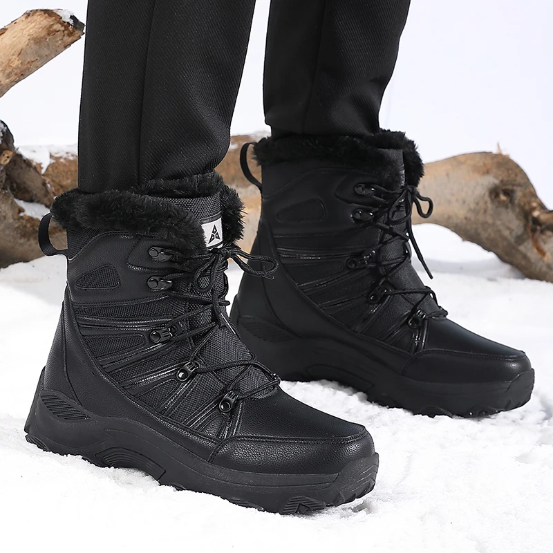 Men's Fashion Outdoor Snow Boots Warm Plush Lining Anti-slip TPR Sole Casual Hiking Boots for Winter Adventures Black/Khaki 2025
Men's Fashion Outdoor Snow Boots Warm Plush Lining Anti-slip TPR Sole Casual Hiking Boots for Winter Adventures Black/Khaki 2025