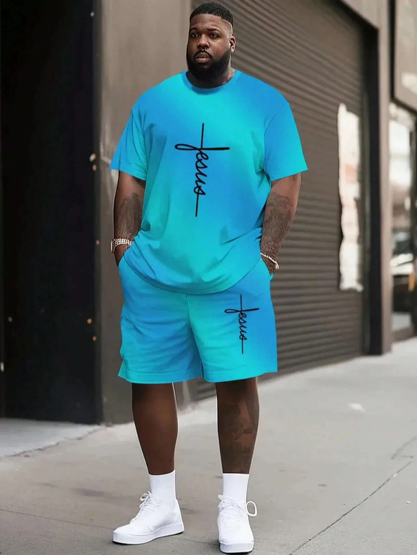 New Summer Men's Fashion Activewear Cross-Print T-Shirt and Shorts 2-Piece Set Summer Casual Short-Sleeve Crew-Neck Set
New Summer Men's Fashion Activewear Cross-Print T-Shirt and Shorts 2-Piece Set Summer Casual Short-Sleeve Crew-Neck Set