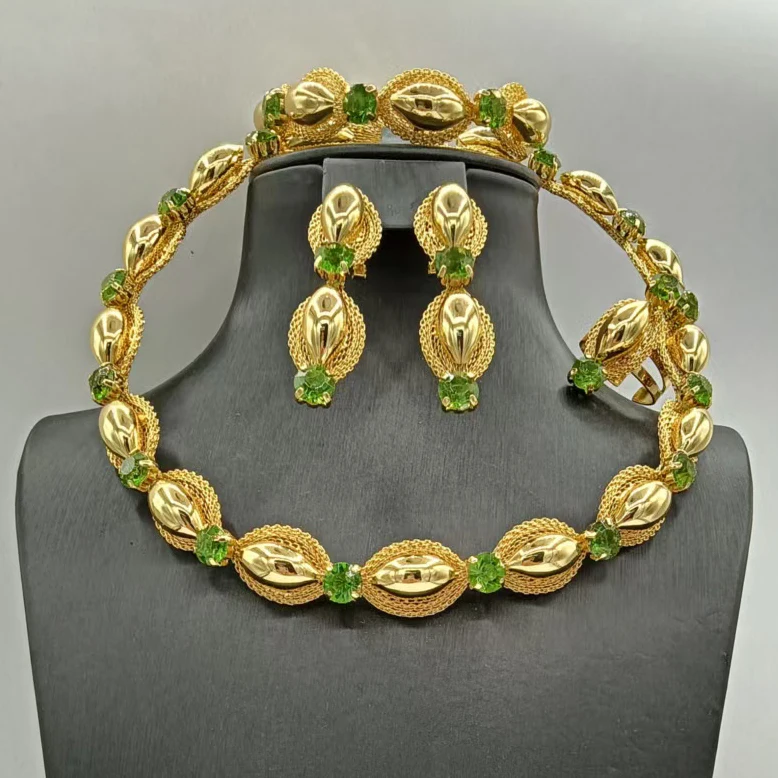 Beautiful Olive Shape Jewelry Set with Colorful Crystal Beads Trendy Necklace Bracelet Earrings Ring 4PC Jewellery Wedding Party
Beautiful Olive Shape Jewelry Set with Colorful Crystal Beads Trendy Necklace Bracelet Earrings Ring 4PC Jewellery Wedding Party