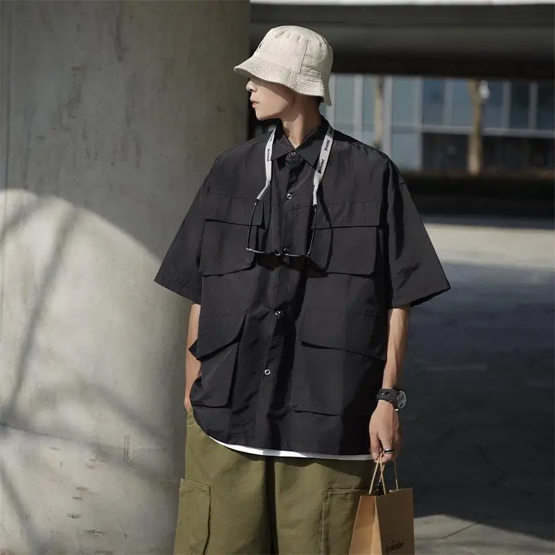 Casual Loose Men's Workwear Shirt Short Sleeve Multi-Pocket Trendy Loose Fit Street Style Outerwear Summer Fashion Youth
Casual Loose Men's Workwear Shirt Short Sleeve Multi-Pocket Trendy Loose Fit Street Style Outerwear Summer Fashion Youth