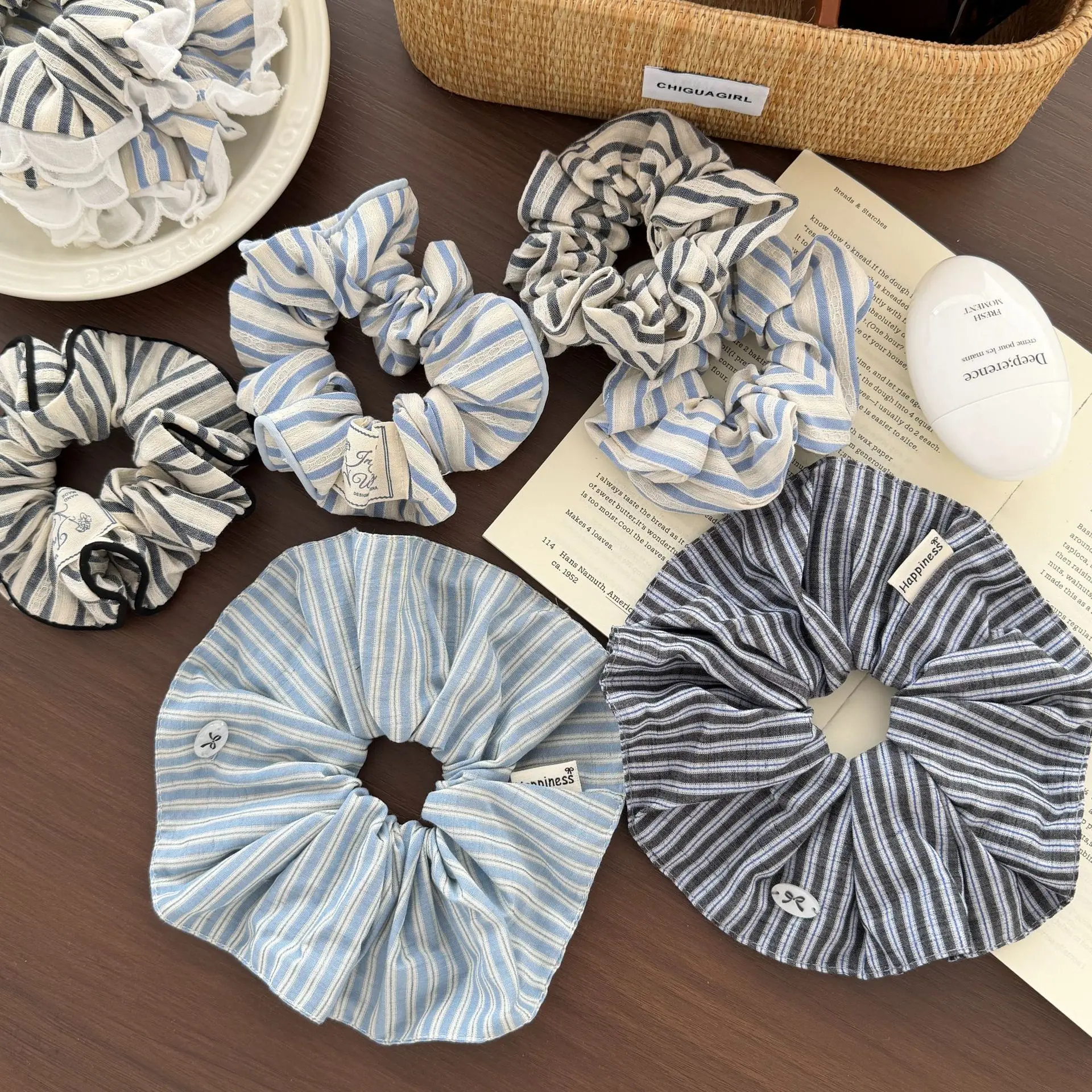 Scrunchies Premium Soft Fabric Blue White Striped Hair Ties Fresh Aesthetic Ruched Gentle Versatile Hair Accessories for Women
Scrunchies Premium Soft Fabric Blue White Striped Hair Ties Fresh Aesthetic Ruched Gentle Versatile Hair Accessories for Women